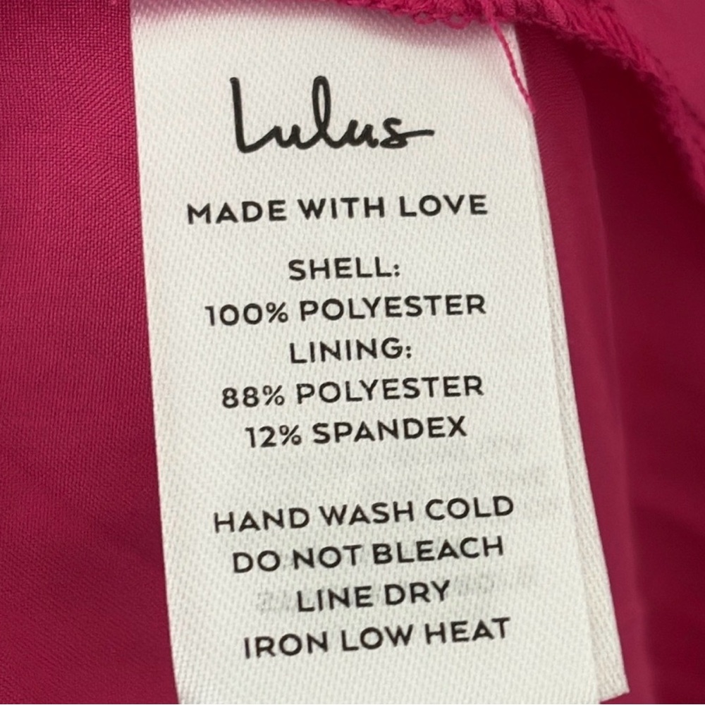 NWT Lulus Peak Party Vibe Hot Pink Satin Tiered Tie-Back Midi Dress - Picture 6 of 8